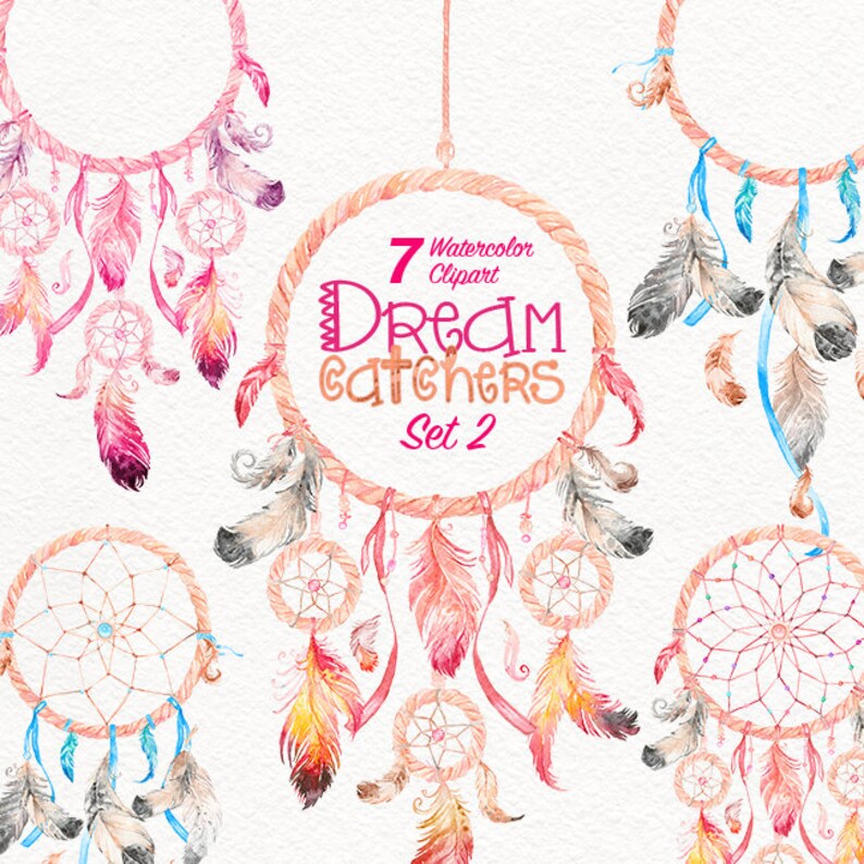 Dreamcatchers Watercolor Clipart Bohemian Clipart Native Etsy