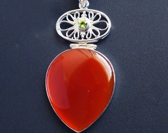 Pear Orange Carnelian Gemstone 925 Sterling Silver Peridot Handmade Designer Jewellery Free Shipping Worldwide Pendant For Necklace Jewelry