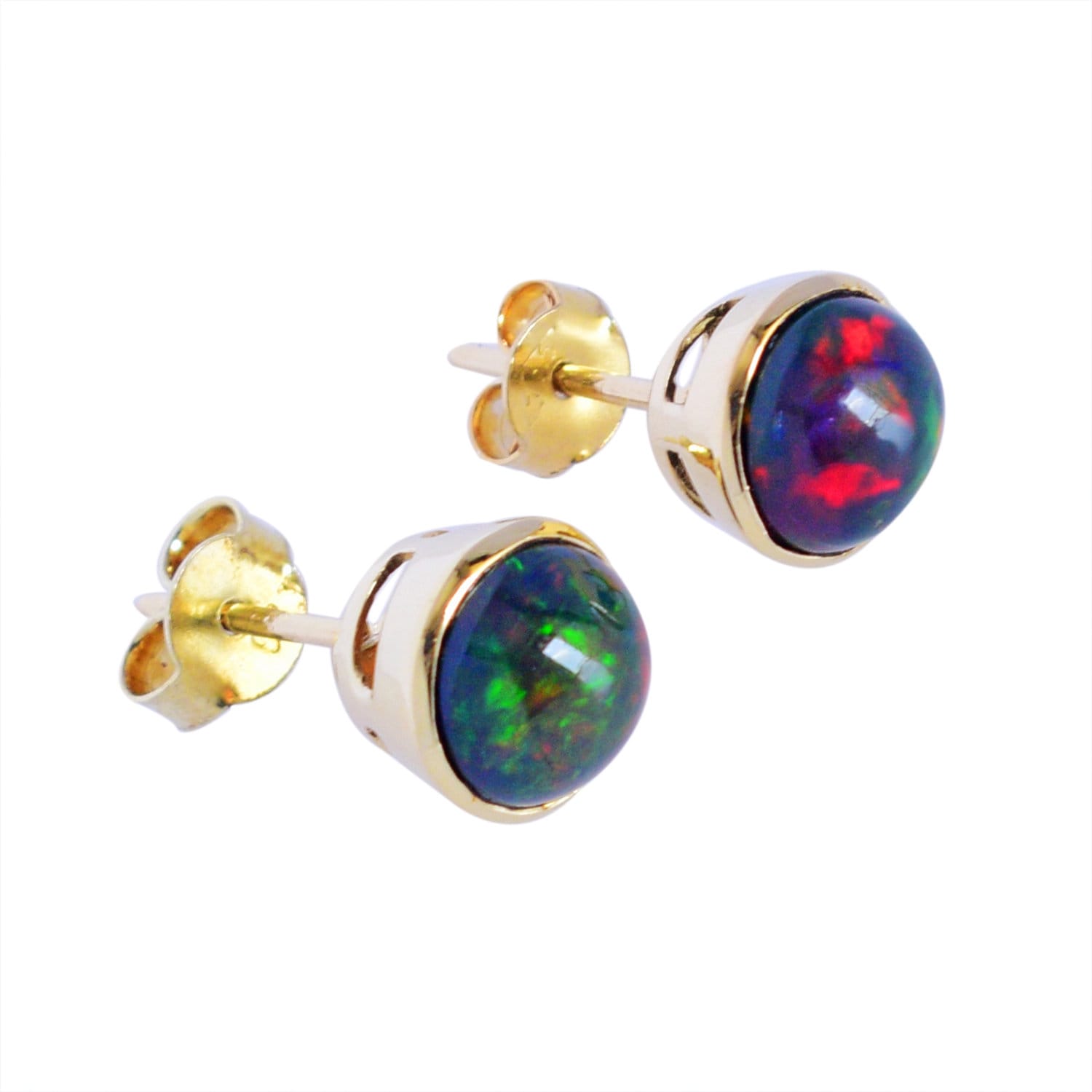 Black Opal earring Opal Studs Earrings 925 Sterling Silver | Etsy