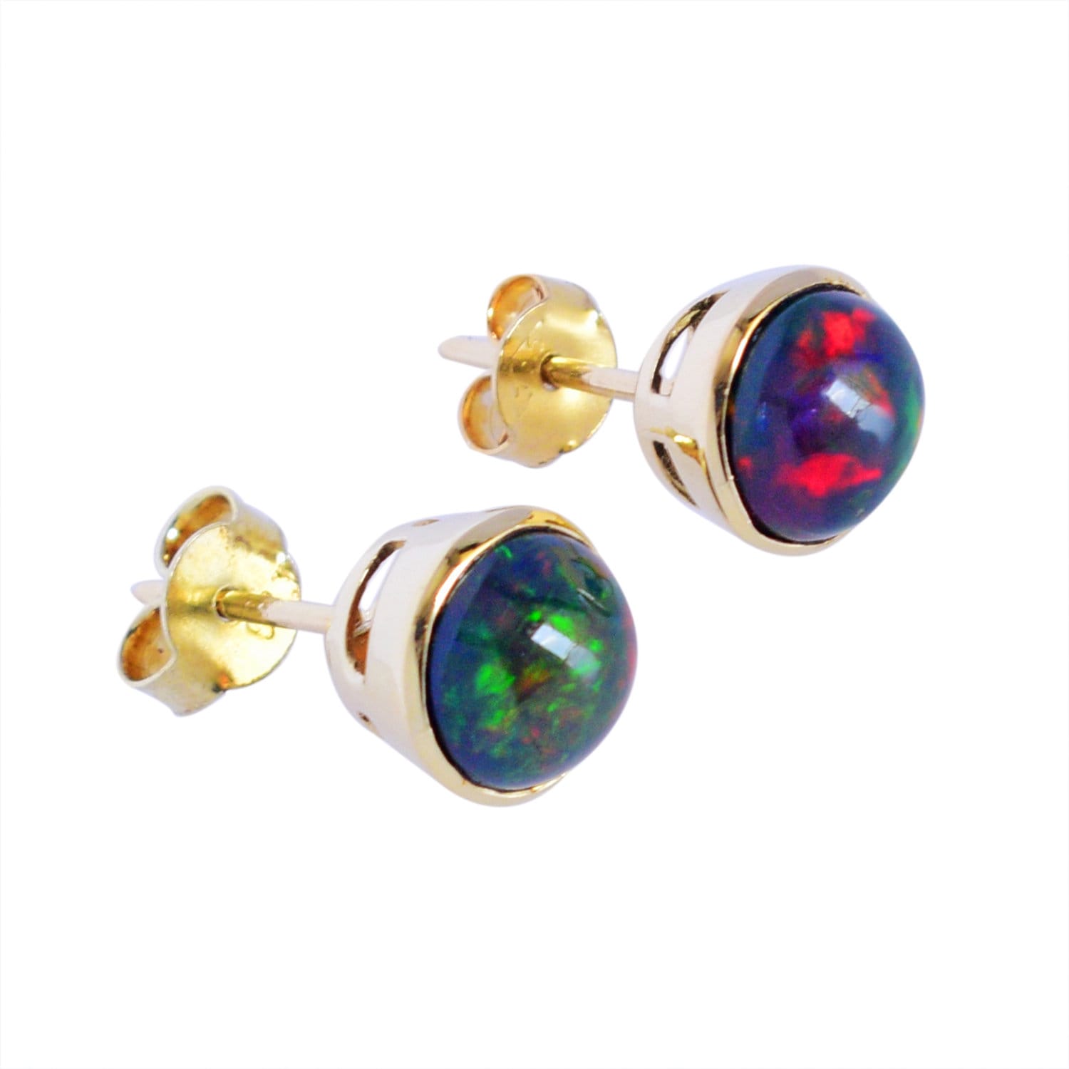 Black Opal earring Opal Studs Earrings 925 Sterling Silver Etsy