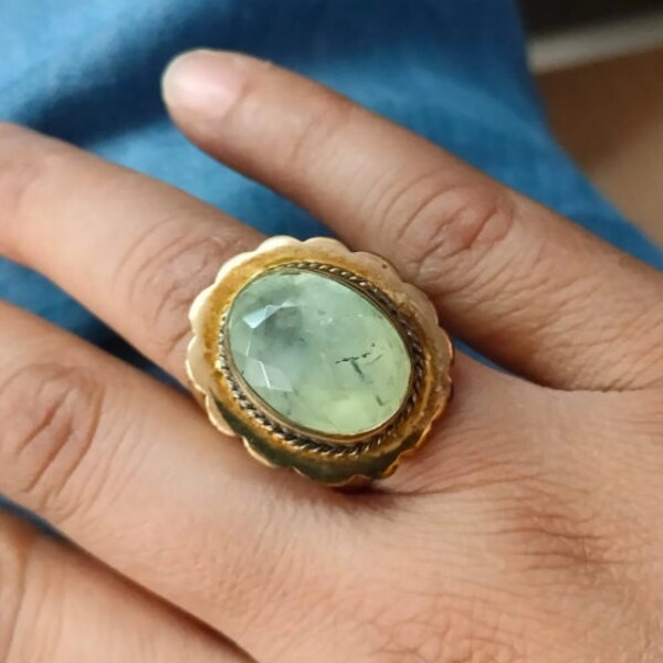 Natural Prehnite 925 Sterling Silver Ring For Women, Handmade Gemstone Ring, Boho Silver Ring, Anniversary Gifts Idea Jewelry For Her