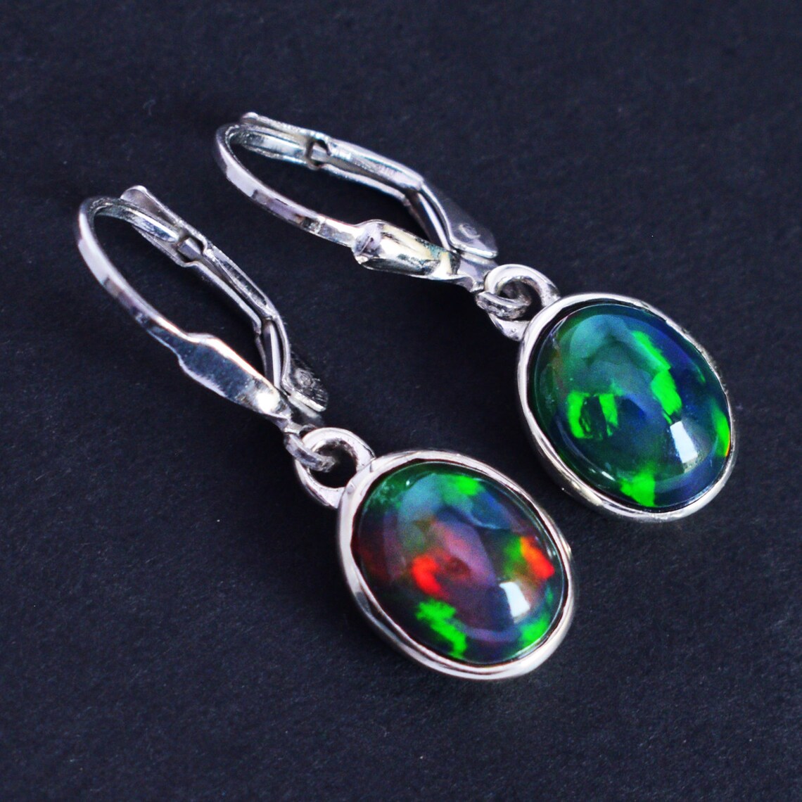 Black Opal Earrings Statement Earrings Drop & Dangle Etsy