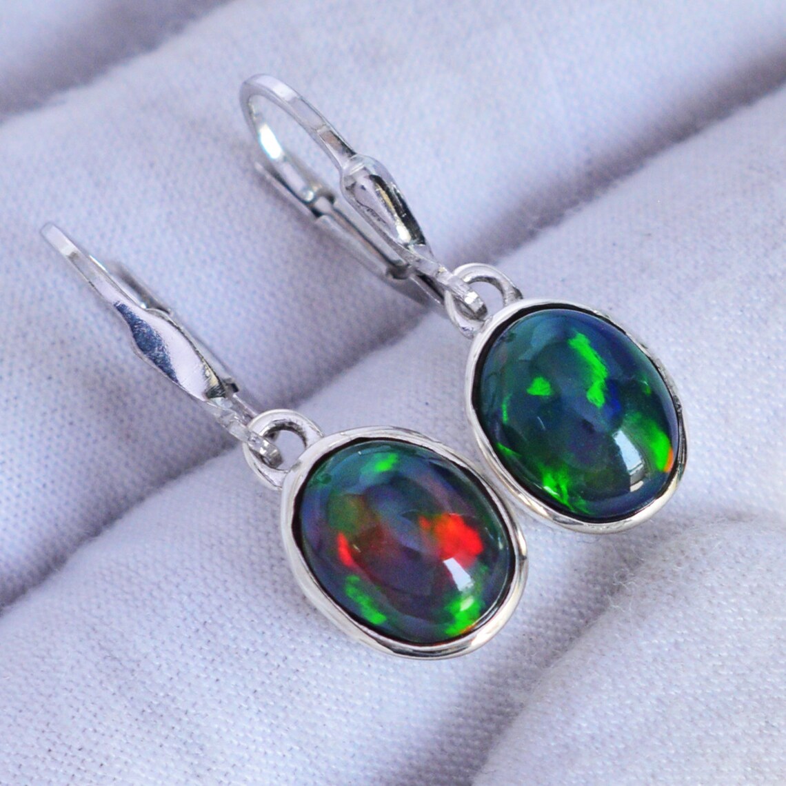 Black Opal Earrings Statement Earrings Drop & Dangle Etsy