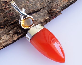 Natural Carnelian ARROWHEAD Pendant Gemstone Citrine 925 Sterling Silver Jewelry Mother's Jewellery Friendship Gift Free Shipping Worldwide