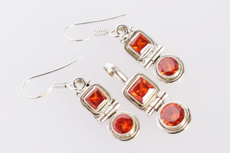 Amazing Red Quartz Gemstone Pendant Earring Set Handmade Jewellery Set Gifts For Women/'s FSJ-2169 925 Solid Sterling Silver Jewellery Set