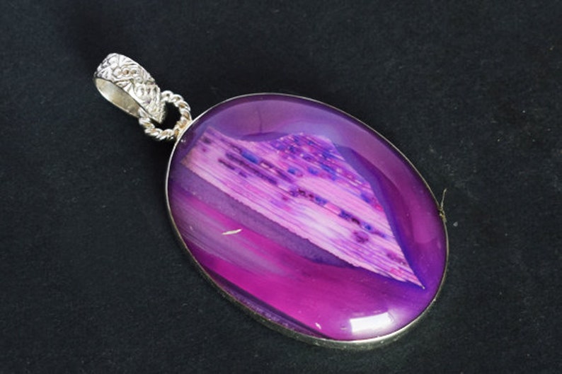 Handmade Gift Jewellery For Women Size 48x21x6 MM Beautiful Jewellery Purple Agate Gemstone Pendant FSJ-2317 925 Solid Sterling Silver