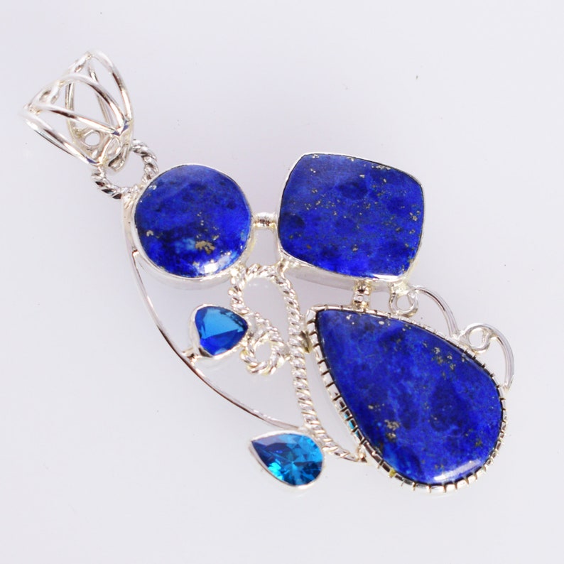 Dainty Pendant Silver Pendant 925 Solid Sterling Silver Gifts Women/'s Jewellery FSJ-5360 Lapis Lazuli Pendant Lapis Jewelry Blue Quartz