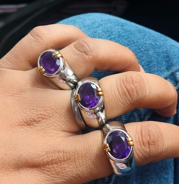 AAA Deep Purple Amethyst Ring, Vintage 1990s Ring,