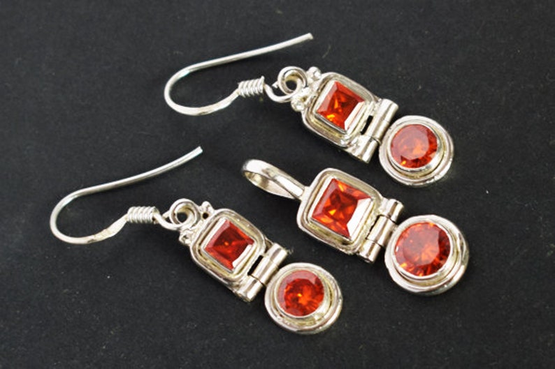Amazing Red Quartz Gemstone Pendant Earring Set Handmade Jewellery Set Gifts For Women/'s FSJ-2169 925 Solid Sterling Silver Jewellery Set