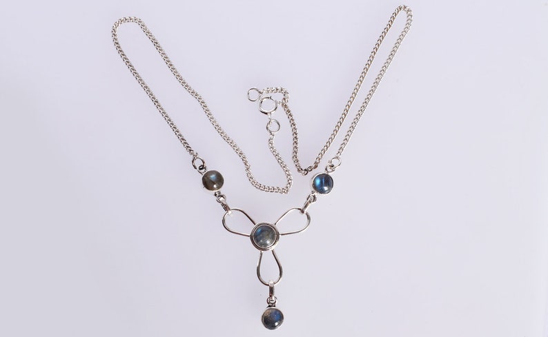 925 Sterling Silver Necklace Length 16.92Inche Labradorite Necklace Dainty Necklace Designer Necklace FSJ-4908 Blue Flashy Labradorite