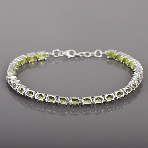 August Birthstone Bracelet Band, 925 Sterling shops Silver Tennis Bracelet, Natural Peridot Tennis Bracelet, Wedding Handcuff Bracelet Jewelry