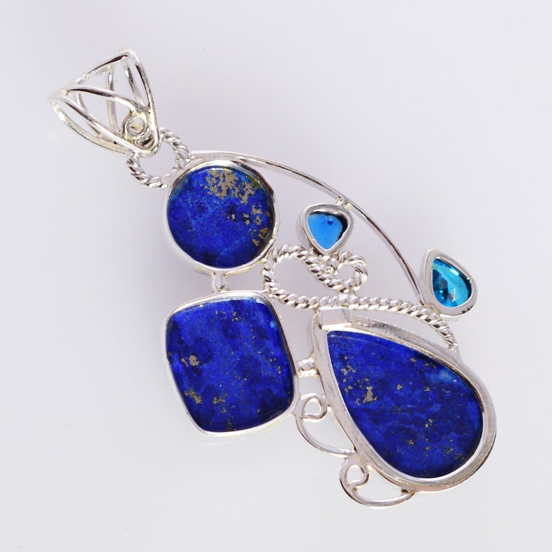 Dainty Pendant Silver Pendant 925 Solid Sterling Silver Gifts Women/'s Jewellery FSJ-5360 Lapis Lazuli Pendant Lapis Jewelry Blue Quartz