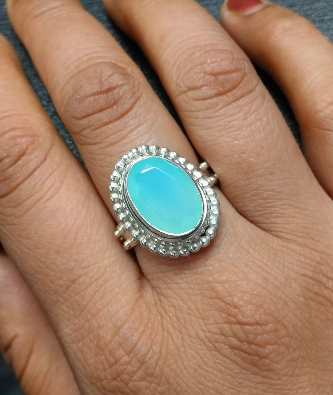Tobestu 6mm Chalcedony Enamel For Couples' Engagement And