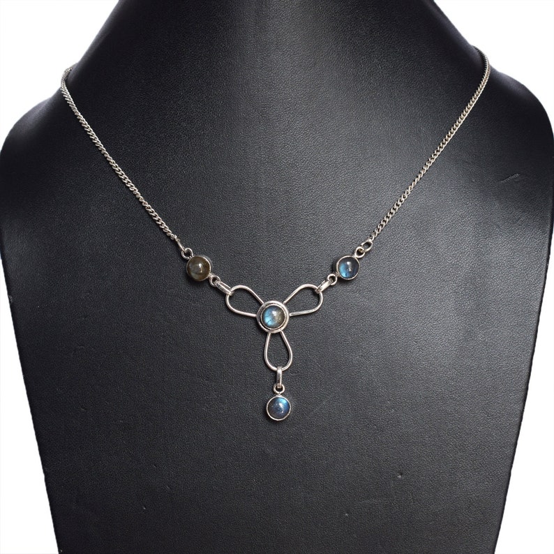925 Sterling Silver Necklace Length 16.92Inche Labradorite Necklace Dainty Necklace Designer Necklace FSJ-4908 Blue Flashy Labradorite