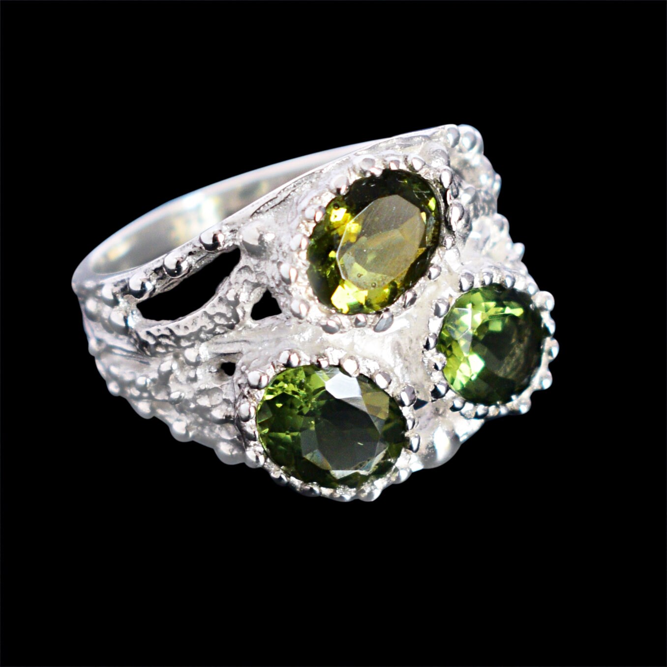 Authentic Green Moldavite Ring Tektite Meteorite Ring Gifts For Her FSJ-5771 Engagement Ring Boho Jewellery Sterling Silver Dainty Ring