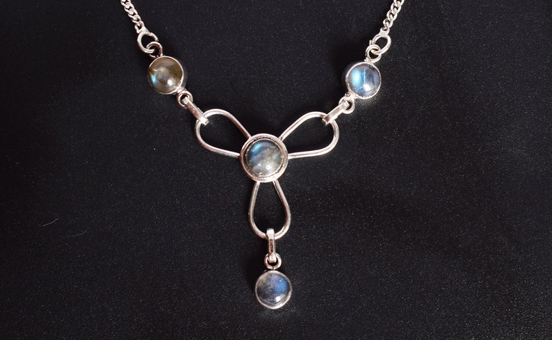 925 Sterling Silver Necklace Length 16.92Inche Labradorite Necklace Dainty Necklace Designer Necklace FSJ-4908 Blue Flashy Labradorite