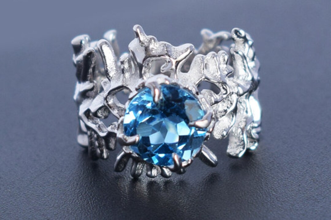 Artistic Ring, Unique Proposal Ring, Real London Blue Topaz 925 Solid ...