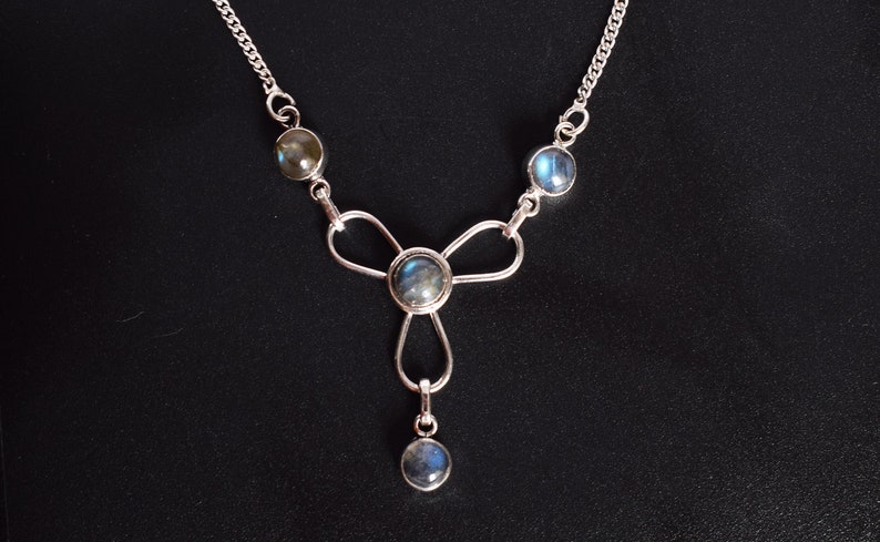 925 Sterling Silver Necklace Length 16.92Inche Labradorite Necklace Dainty Necklace Designer Necklace FSJ-4908 Blue Flashy Labradorite