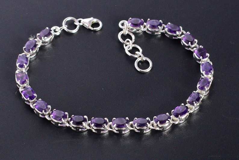 Amethyst Tennis Bracelet 925 Sterling Silver Purple Tennis Etsy