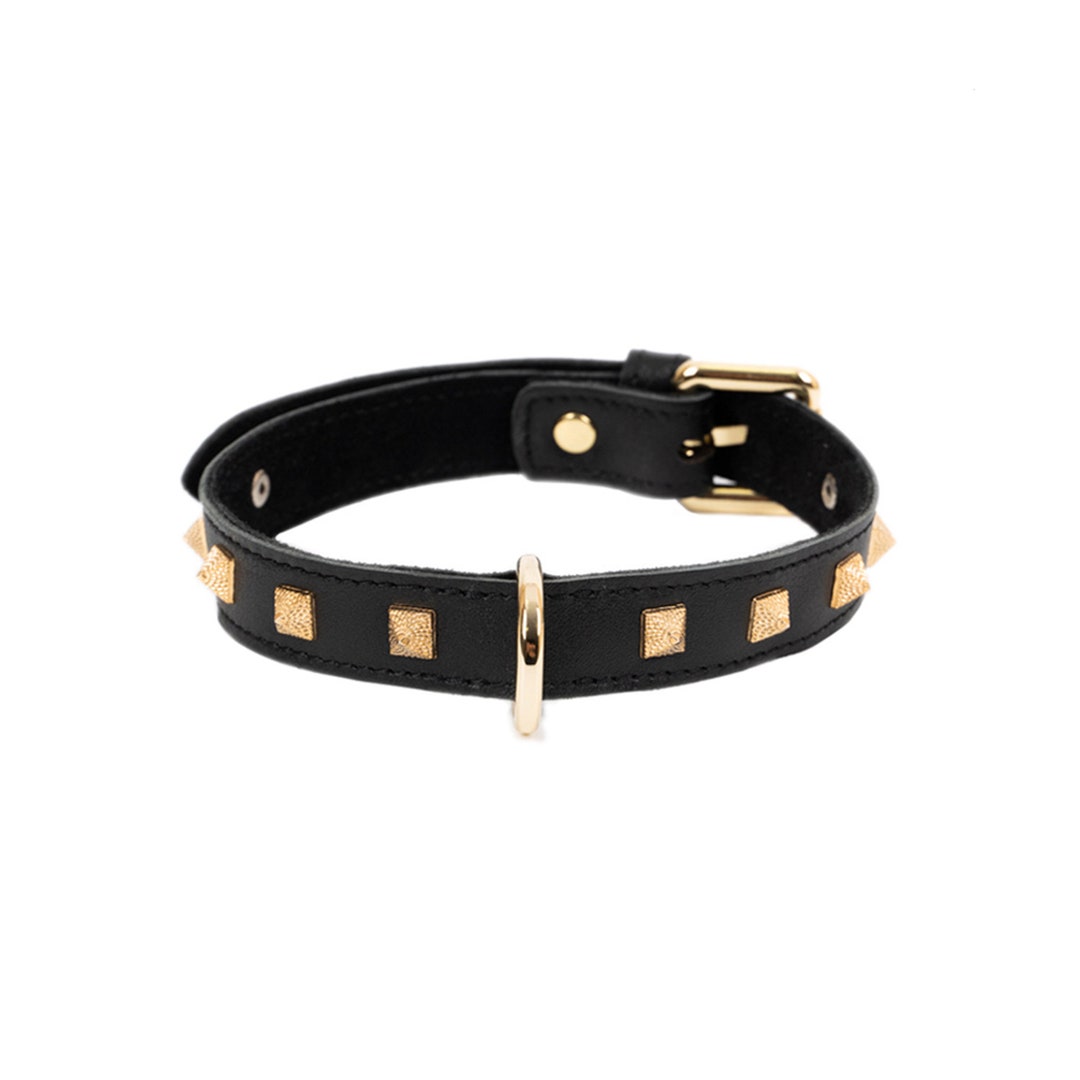 Black Spiked Heart Choker with Leash – BDSM Collar Set