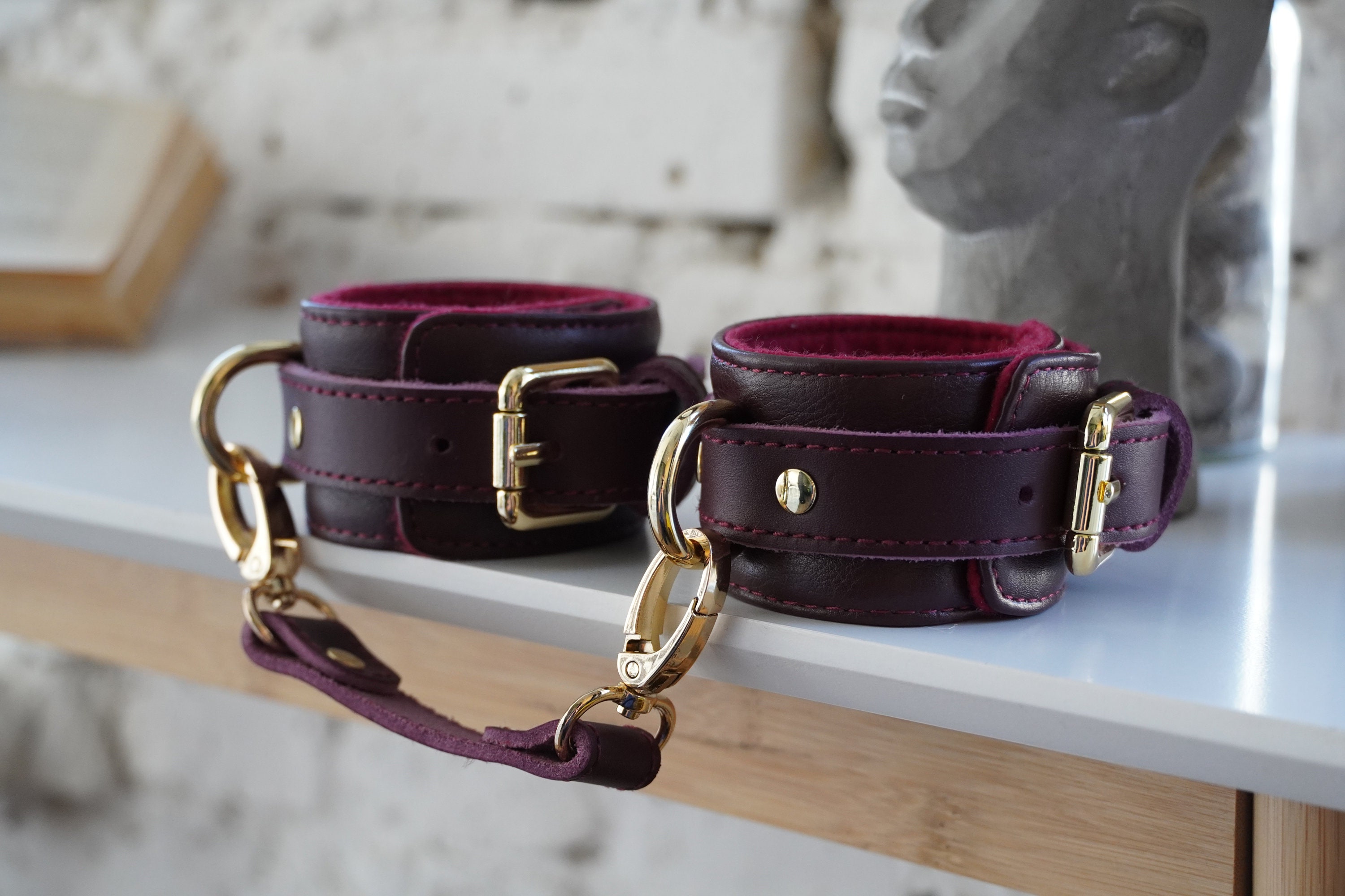 Set De Jeu Rôle Couples - Collier, Manchettes Et Laisse Simili Cuir - Neuf