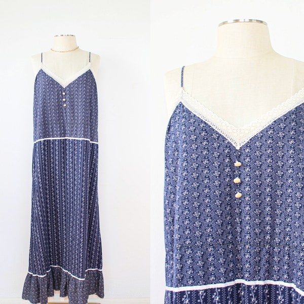 70's Ruffle Prairie Dress | Size: Medium/Large