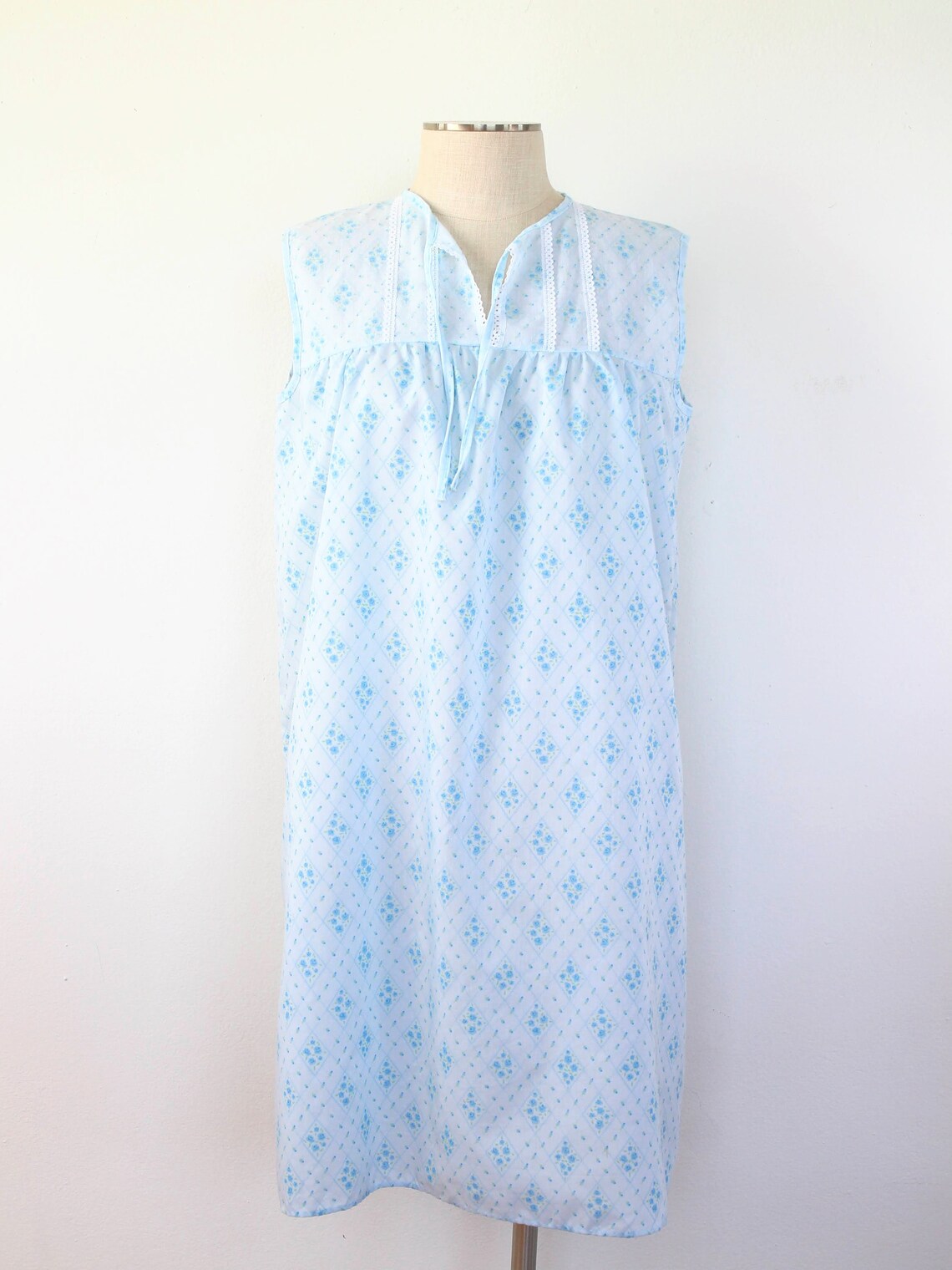 70's House Dress Cotton Nightgown Mumu in Cornflower | Etsy