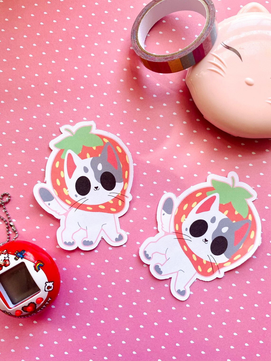 Strawberry Cat strawberry cat kawaii food sticker cat Etsy