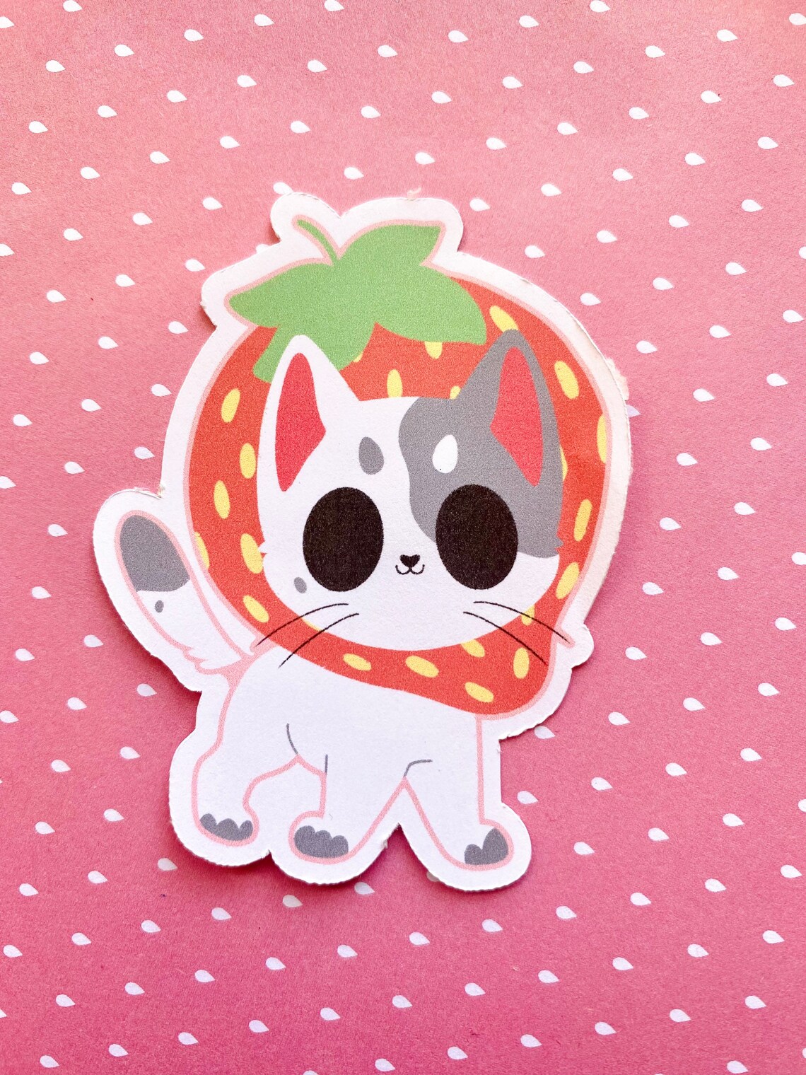 Strawberry Cat strawberry cat kawaii food sticker cat Etsy