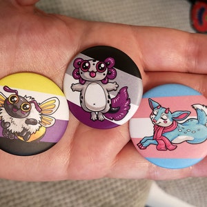 Pines con juegos de palabras sobre el orgullo | NB Enby Enbee Transgénero Transgénero Ace Asexual Aceolotl linda insignia
