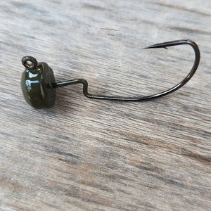 Weedless Finesse Ned Rig Hooks 4Pack OD Green Color Weight 5/32 weight