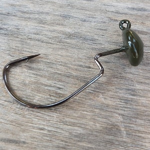 Weedless Finesse Ned Rig Hooks 4Pack OD Green Color Weight 3/32 weight