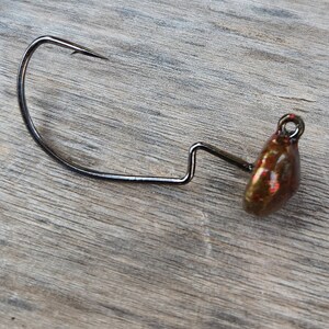 Weedless Finesse Ned Rig Hooks 4Pack Watermelon Green Color Weight 1/8 weight