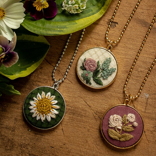 Floral Bouquet Embroidered Necklace Digital Pattern