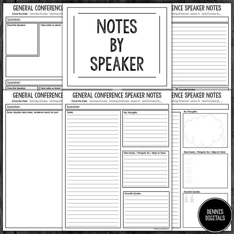 General Conference Note Taking Pages Black and White for Low Etsy