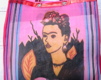 Frieda Kahlo Kitch mesh Mexican shopping bag, tote, beach bag. Post from UK.