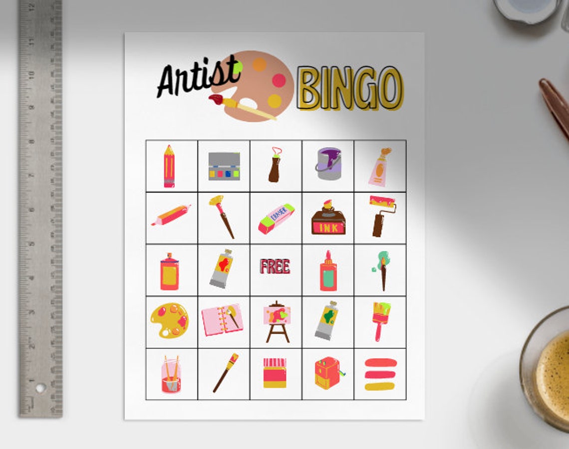 Art Party Bingo Game/printable Games for Paint Parties/paint Etsy