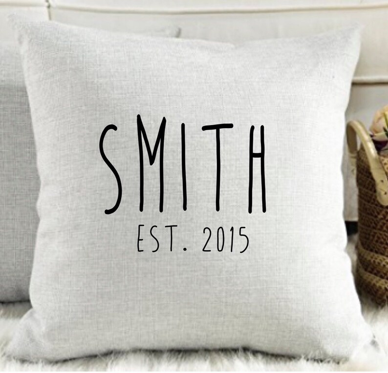 Family Name Pillow Cover Newly Wed Names Established Custom Etsy
