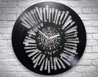 Piano Notes Vinyl Record Clock, Music Vinyl Wall Clock, Gift For Him, Classical Music Art, Birthday Gift For Boy, Notes Wall Clock Vintage