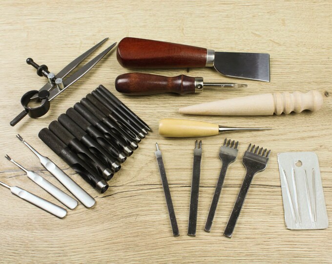 Leather Craft Hand Tool Kit Leather Sewing Tools Sewing Etsy