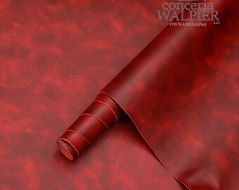 Walpier Buttero Museum Veg Tan Leather 1.2 -1.4 mm, Crimson Red A Size Panels