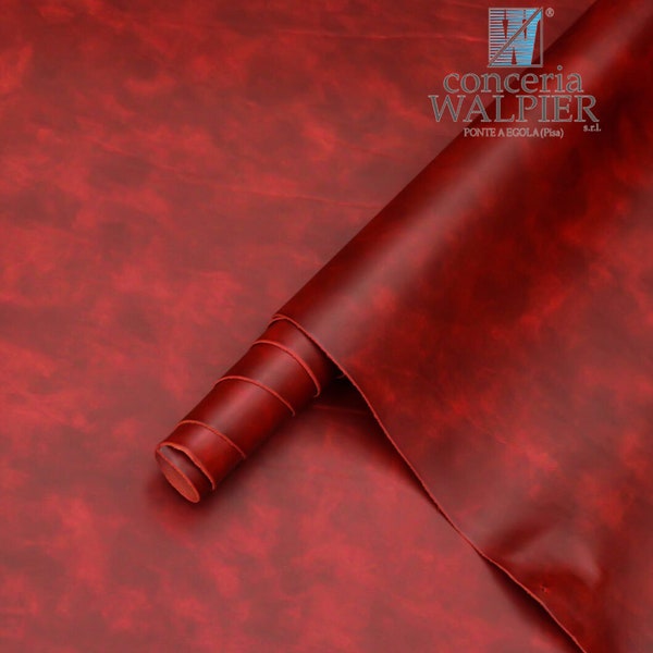 Walpier Buttero Museum Veg Tan Leather 1.2 -1.4 mm, Crimson Red A Size Panels