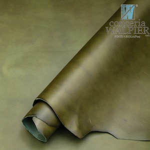 Walpier Buttero Veg Tan Leather 2.6 -2.8 mm Thick Strap Blanks, Olive Green