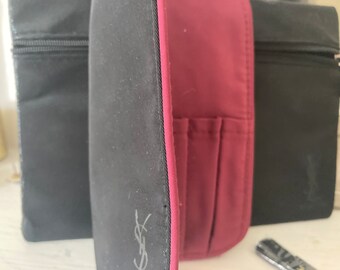 YSL Tas set x 2 yves saint laurent, zwarte clutch tas & borstel tas, ECHTE seriële tags handtas ysl avond speciale RARITY borstel clutch tas