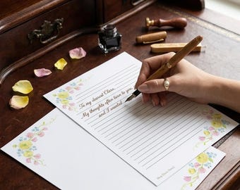 Whimsical Wildflowers Printable Colorful Stationary (Lined and Unlined) 8.5x11 in.