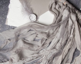 Dove Gray Hand Dyed Silk Ribbon