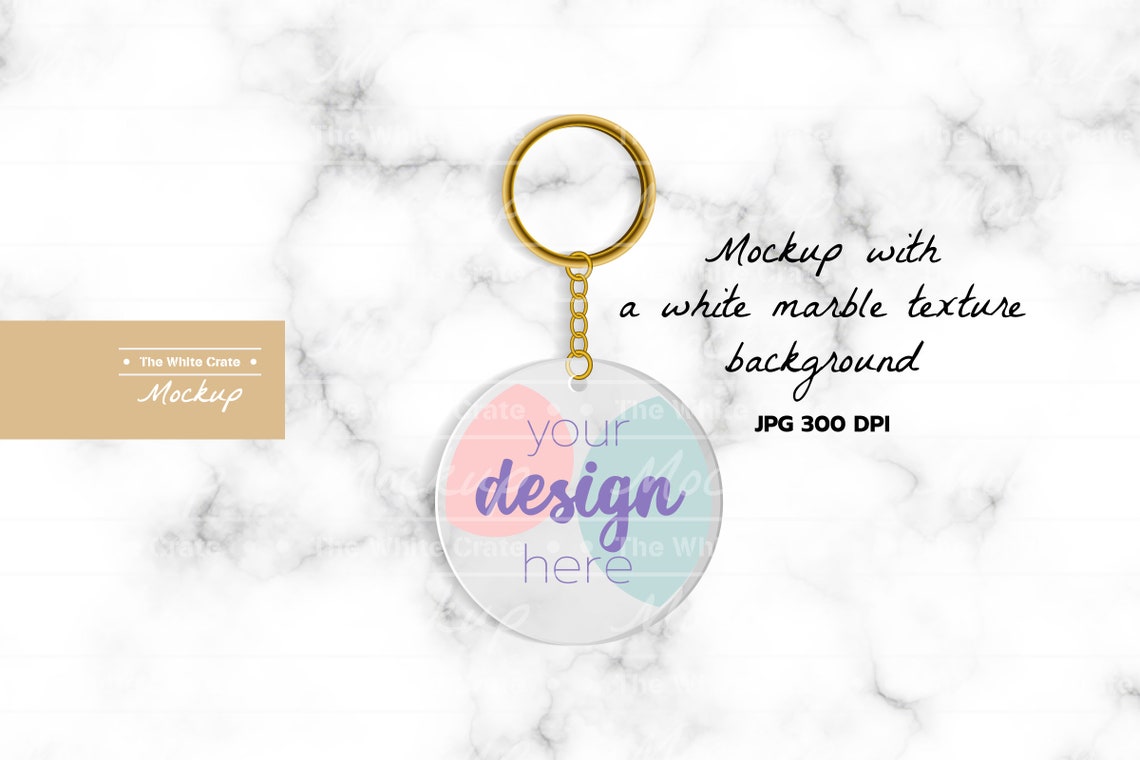 Download Round transparent acrylic keychain with brass ring mockup | Etsy