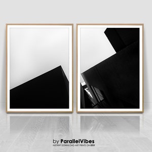 Set of 2 Prints,Abstract architecture, black and white,Minimalist posters, large scale print,home decor, office decor, abstract art