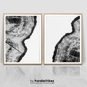 Tree Rings Print, Set of 2 Prints, black and white Tree Print, Wood Prints, Log Slice,Minimalist posters, large scale print,home decor,