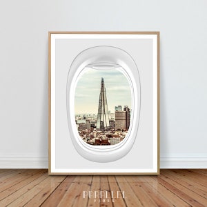 London seen from airplane window, famous place poster, city print, set of prints, architecture, Europe, Travel,  shard, city, ,